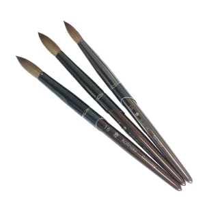 Kolinsky Nail Brushes Acrylic Nail Brush Coffee Metal Handle Nail Brush Factory