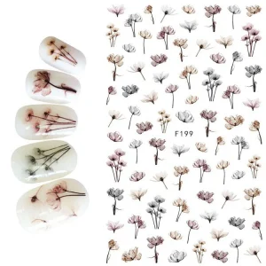 Korea Nail Art Embossed Adhesive Decorative Flower 3d Nail Sticker for Girl