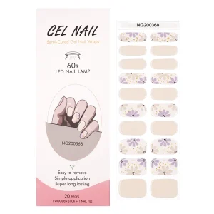 Korean 3d Semicured Nail Wrap Custom Logo Uv Cured Lamp Semi cured Gel Nail Sticker for Gel Application on Art Nail
