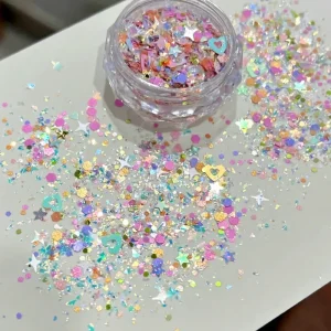 Korean Heart Star Colorful Glitter 3D Nail Art Charm Jewelry Sequin Manicure Decorations Accessories DIY Decal