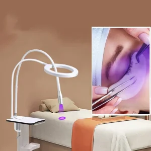 LED Uv Lampe Lashes with Ring Light UV Eyelash Glue Gel Fast Curing with Wheels Base UV Patches Professional Lashes Light