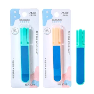LMLTOP Double Side Plastic Nail File Emery Boards Custom Logo Nail Care Portable Mini Nails File and Buffer 3089