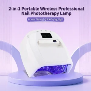 Large Capacity Built-in 5200mAh Battery UV Led Nail Lamp 4 Timer Modes 2 in 1 Handheld UV Nail Lamp for DIY Nail Art