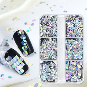 Laser Cube Decal Nails Art Decoration Nail Stickers