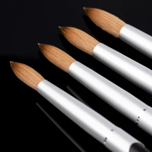 Latest Fashion Nail Brushes Metal Handle Sliver Original Professional Sable Kolinsky Nail Brush White