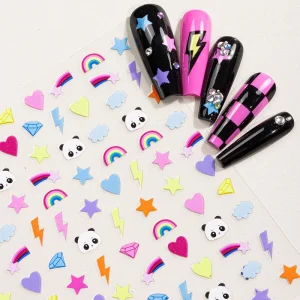 Latest Hot Selling Autumn Heart Waterproof Cartoon 3D Nail Stickers Decals Art Decorations