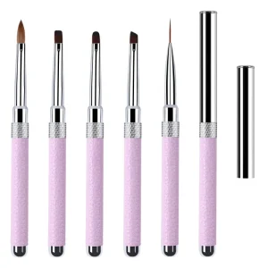 Leather Design Pink Gel Liner Brushes French Nail Brush Paint Premium Quality Acrylic Nails Brushes Kolinsky