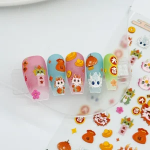 Leidankou Cute Cartoon Pattern Nail Art Decoration Products Sticker Decals Diy Gel Nail Stickers 5D Nail Art Stickers
