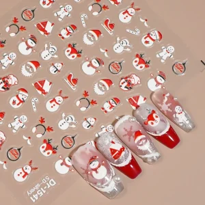 Leidankou Metallic Christmas Tree Nail Stickers Gold & Silver Hollow Nail Decals for Elegant Holiday Manicure