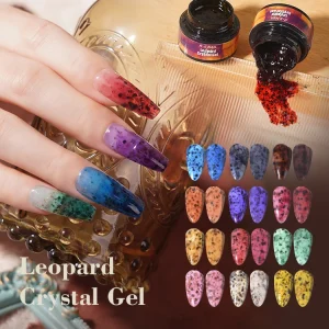 Leopard Crystal Gel Glitter UV Nail Gel Manicure Builder Color Changing Soak Off UV Gel Set