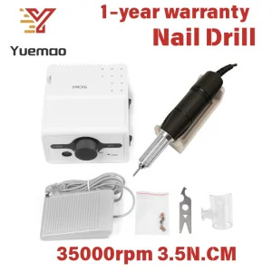 Light Portable ABS Low Noise Nail Drill 65W Stable 35000RPM Brushed Motor Rotation Electric Nail Drill for Home DIY Manicure