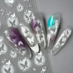 Lightweight Cut Out Design Skeleton Butterfly Nail Stickers Elegant Art of Flying Fingertips