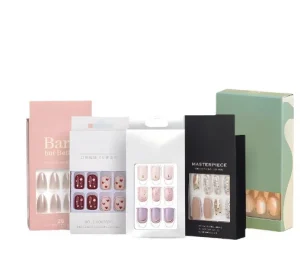 Logo Luxury Artificial False Nails Display Boxes Press on Nail Packaging Box with Window