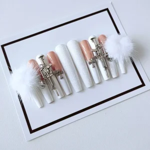 Long Acrylic False Nail UV Gel Finished False Nails Reusable Handmade Nails