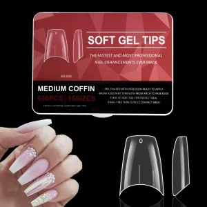Long Curved Gel Nail Tips Full Cover Acrylic Press On False Nails for Salon or Home Nail Art