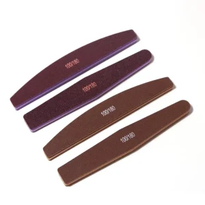 Long Lasting Brown Purple Double Emery Nail Buffer 100 180 Grit Durable Premium Sponge Personalized Logo Individually Packaging