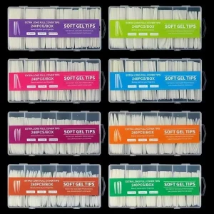 Long Straight Square Fake Nail Patches 240 PCS Box Nail Tips Transparent Full cover XXXL Fake Nail Tips
