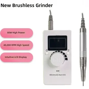 Long Time Comfort Handheld 80W Nail Drill Machine Low Noise 40K 40000rpm Brushless Motor Nail Drill for Professional Nail Salon