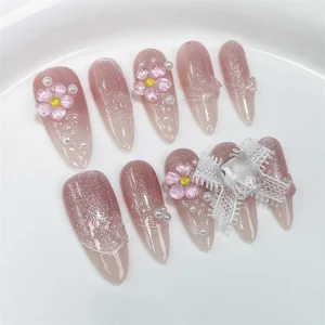 Lovely False Nails Press on Nails with Package Box Carton Short False Nails Chinese High Quality Acrylic Design