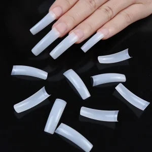 Lq76 Long Square French Extra Long C Curve False Nail Tips Half Cover Nails Tip