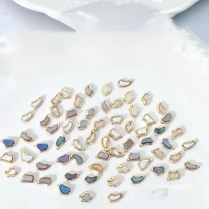 Luxurious 3D Alloy Nail Decorations with Irregular Shape Gold Edge Mixed Colors DIY Nail Art Supplies