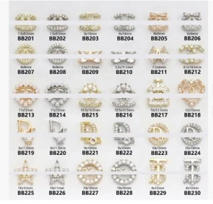 Luxury Alloy 3D Nail Art Jewelry Shiny Zircon Diamond Heart Decorative Nail Charms Custom Logo Nail Accessories Flat Back Box