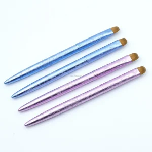 Luxury Blue Purple Metal Handle Oval Kolinsk Hair French Nail Art Brush #12 #14 #16 for Professional Manicure