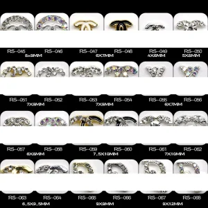 Luxury Brand Name 3D Logo Nail Art Decoration 100pcs MOQ Jelly Back Zircon and Rhinestone Charms Alloy Crystal for DIY