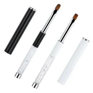 Luxury Flat Head Nail Brush with Handle Custom Logo for Gel Painting Nail Art Made From Durable Plastic