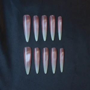 Luxury French Almond Stiletto Glitter Long False Nails Salon Quality Full Cover for Finger Pre designed ABS