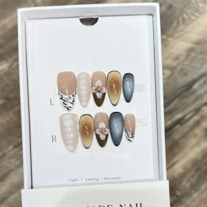 Luxury Hand Painted 3D Carved French Tips Acrylic High Quality Handmade Press on Nails