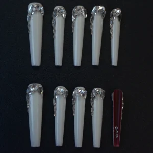 Luxury Handmade Press On Reusable Acrylic Full Cover Nail Set with Long Tips 10 Pcs Design Artificial Fingernails