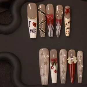 Luxury Long Press on Nails False Artificial Fingernail Acrylic Private Label Nails with Glue