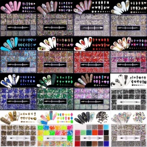 Luxury Multi Size Shiny Crystal Decorations Set Diamond Nail Art Rhinestones for Nail Art Decoration