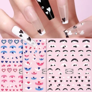 Luxury Packaging Gel Nails Sticker Custom 3D 5D Designs Gold Silver UV Nail Decals Sticker Ongle for Nails Kids