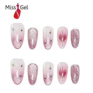 Luxury Pink Glitter Nails Soft Gel Press On Nail 32pcs Press On Nails Handmade Luxury Minimalist False Nails High Quality