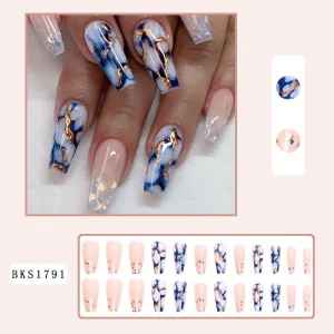 Luxury Purple Floral Gradient Press on Nails Ice Gel Effect 24pcs Reusable Fake Nails for Weddings & Parties