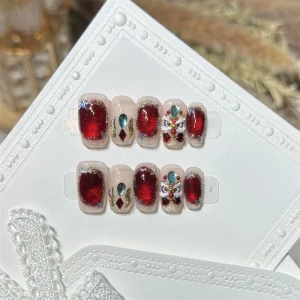 Luxury Red Eye Dance Detachable Tips Acrylic High Quality Handmade Press on Nails