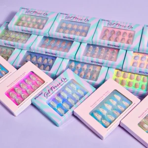 Luxury Short Artificial Fake False Nails Set Soft Gel Custom Hand Made French Tip 30pcs Press On Nails Supply
