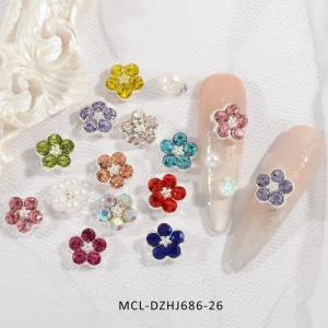 Luxury Zircon 3D Shiny Shape Nail Art Decorations Crystal Pendant Design Alloy Jewelry Manicure Charm Plum Blossom Flower Charms