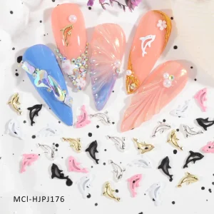 MCL 3D Dolphin Nail Art Metal Decoration Dolphin Accessories Nail Art Charms 3D Alloy Dolphin Charm