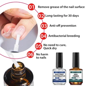 MEET ACROSS 15ml No Need of UV LED Lamp Gel Nail Prep Dehydrator and Nail Primer Free Grinding Nail Art