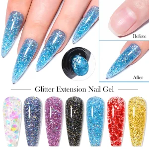 MEET ACROSS 20ml Nail Extension Gel Polish Builder Nail Gel Acrylic Quick Clear Poly Extension Gel