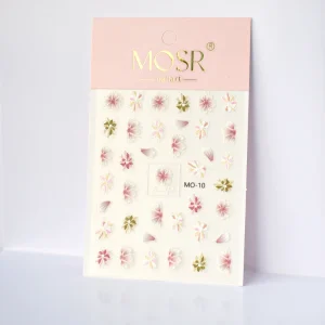 MO 10 12 5D Emboss Hand Writing Flower Nail Stickers Decorations
