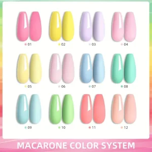 Macaron Color Nial Gel Polish Non Toxic UV Set with Long Lasting Finish Professional Salon Nail Art Nail Supplies