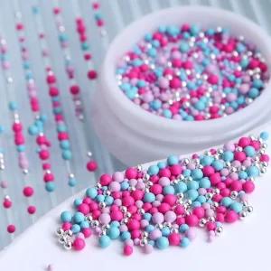 Macaron Steel Balls 3D Nails Art Accessories Colorful Nail Drill Stickers Decoration