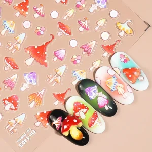 Magic Forest Fantasy Mushroom Nail Stickers Whimsical Fairy Woodland Nail Art Decals for Creative Manicure