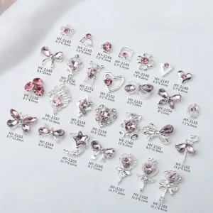 Magic Wand Nail Art Accessories Pink Diamond 3D Butterfly Heart Bear Metal Alloy Nail Decoration