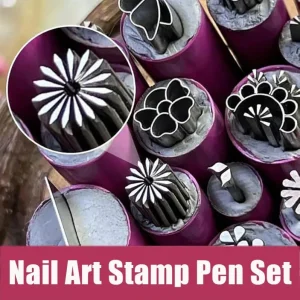 Manicure DIY Pattern Tools Professional Nail Art Stamping Tool Pink Silicone Nail Art Stamping Pen