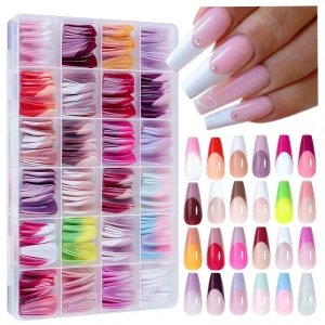Manicure French Wearable Nails 288PCS French Traceless Wearable Nails Removable Manicure False Nails Tip